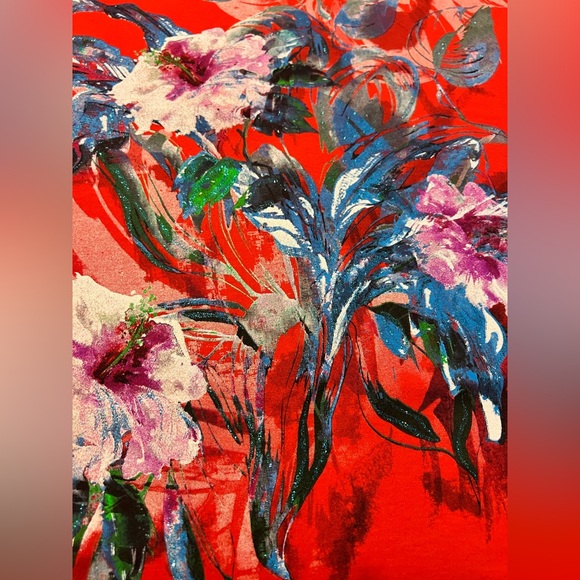 EUC JMS Vibrant Red Floral Women's Top 4XL - Picture 2 of 6